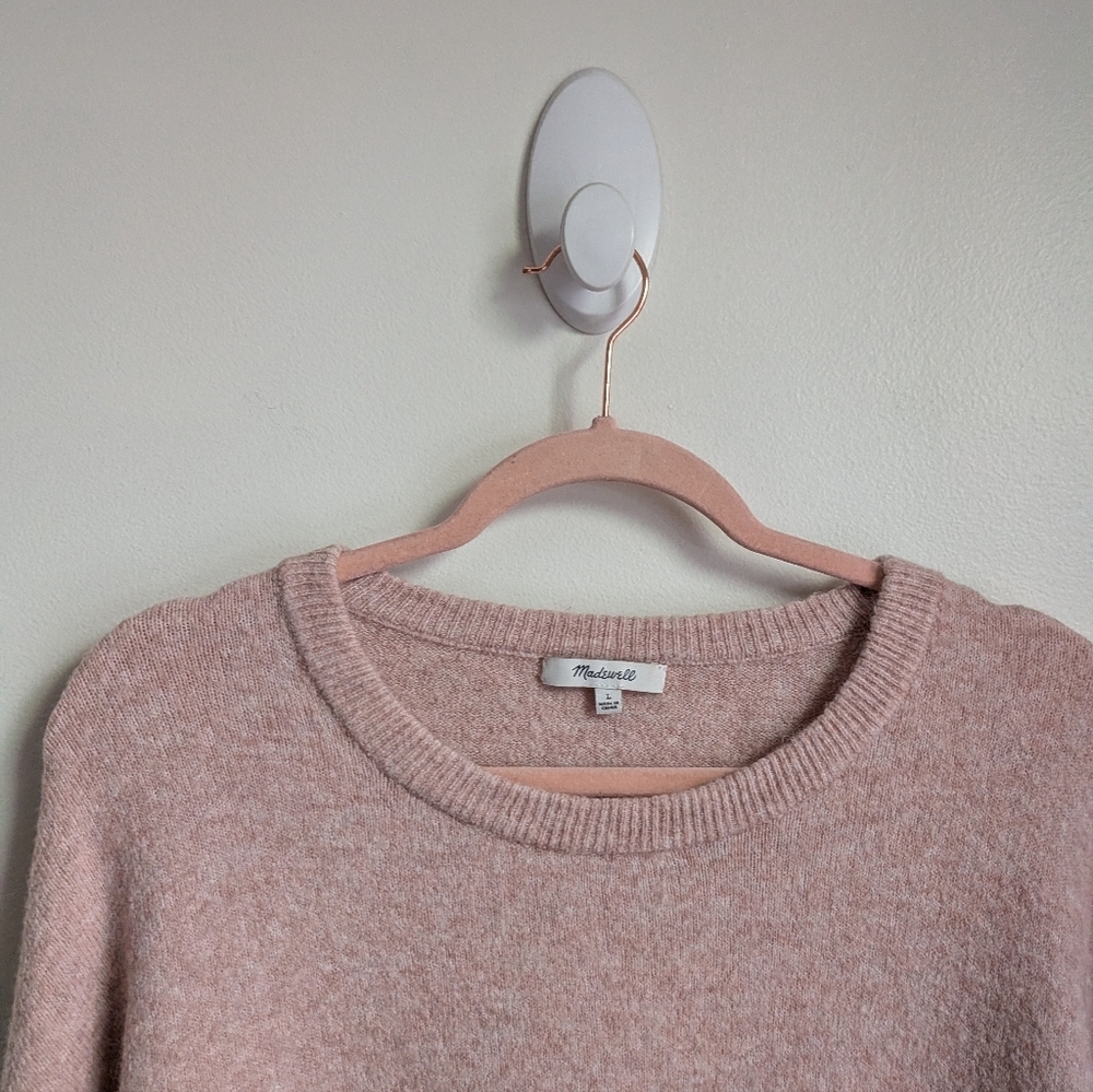 MADEWELL Cream Alpaca Puff Sleeves Dainty Knit Crewneck Sweater Size Large - Picture 5 of 12